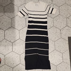Nine West Black and White Midi Bodycon Dress